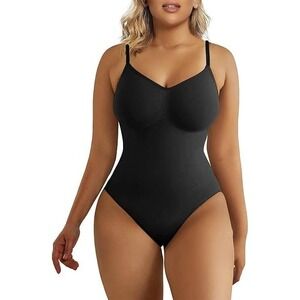 ShaperX Shapewear Bodysuit Women's S/M‎ Black Thong Adjustable Straps
